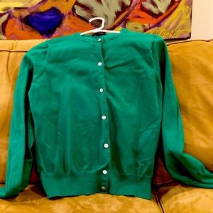 Kelly green Lands End cotton cardigan, size MP